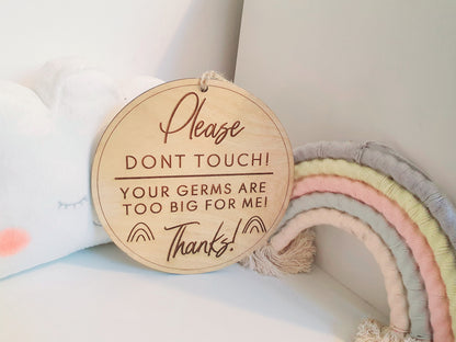 Please Don't Touch Your Germs Are Too Big For Me Sign - Baby Germ Sign for Pram - Your Germs are Too Big For Me Buggy Sign