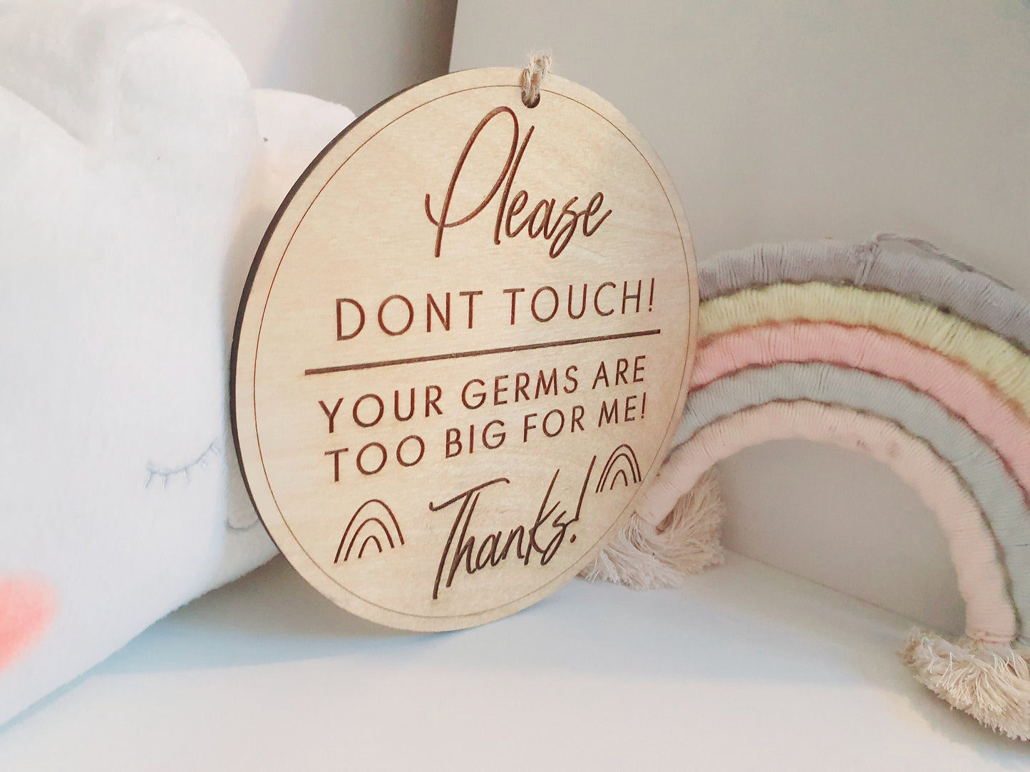 Please Don't Touch Your Germs Are Too Big For Me Sign - Baby Germ Sign for Pram - Your Germs are Too Big For Me Buggy Sign