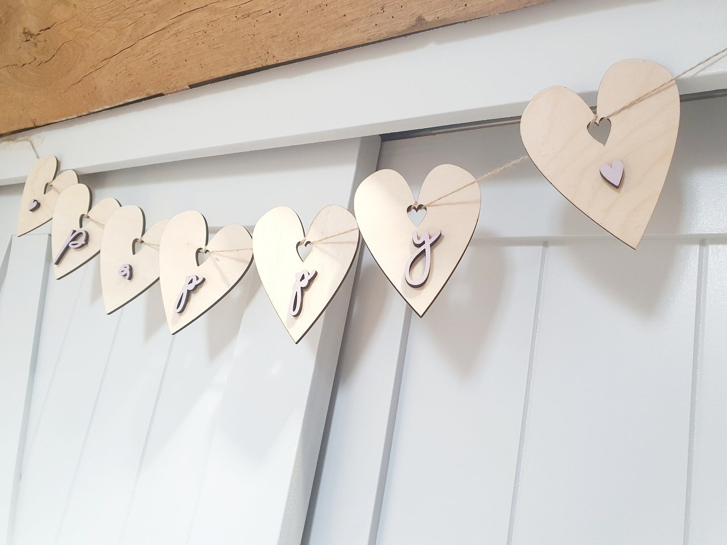 Rustic Wooden Heart Bunting | Custom Painted Letter Banner