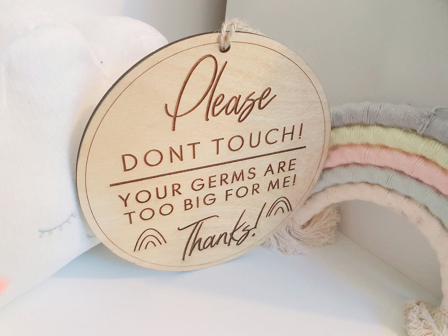 Please Don't Touch Your Germs Are Too Big For Me Sign - Baby Germ Sign for Pram - Your Germs are Too Big For Me Buggy Sign