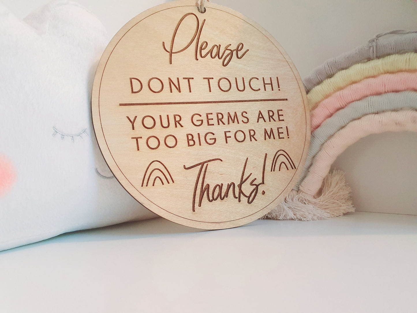 Please Don't Touch Your Germs Are Too Big For Me Sign - Baby Germ Sign for Pram - Your Germs are Too Big For Me Buggy Sign