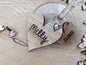 Personalised wine glass charms - Rustic heart drinks charm - Wood place names  - Wine glass charms with name and date.