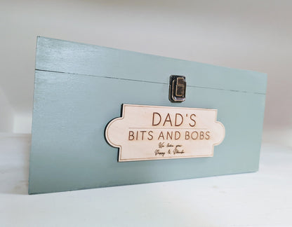 Personalised large keepsake wooden box for Father's Day, any name. Dad, Daddy, Grandad or Grandpa wood box of treasures. Dad's memory box.