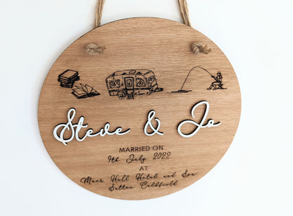 Personalised Wooden Couple Sign, Wedding Anniversary Engagement Gift