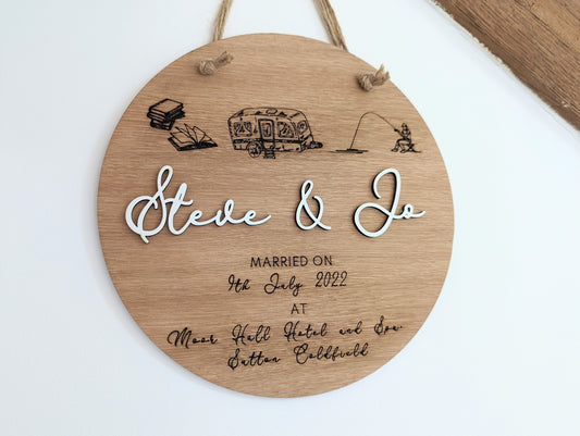 Personalised Wooden Couple Sign, Wedding Anniversary Engagement Gift