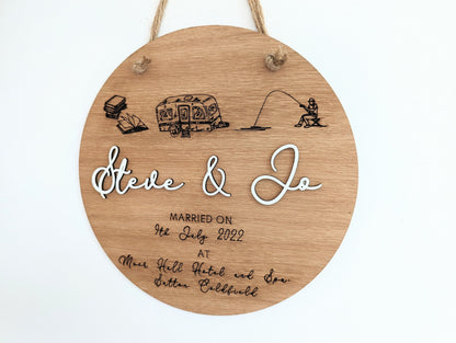 Personalised Wooden Couple Sign, Wedding Anniversary Engagement Gift