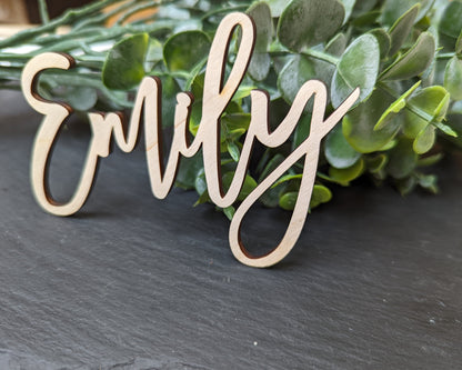 Personalised Birchwood Wedding Place Cards: Laser Cut Names