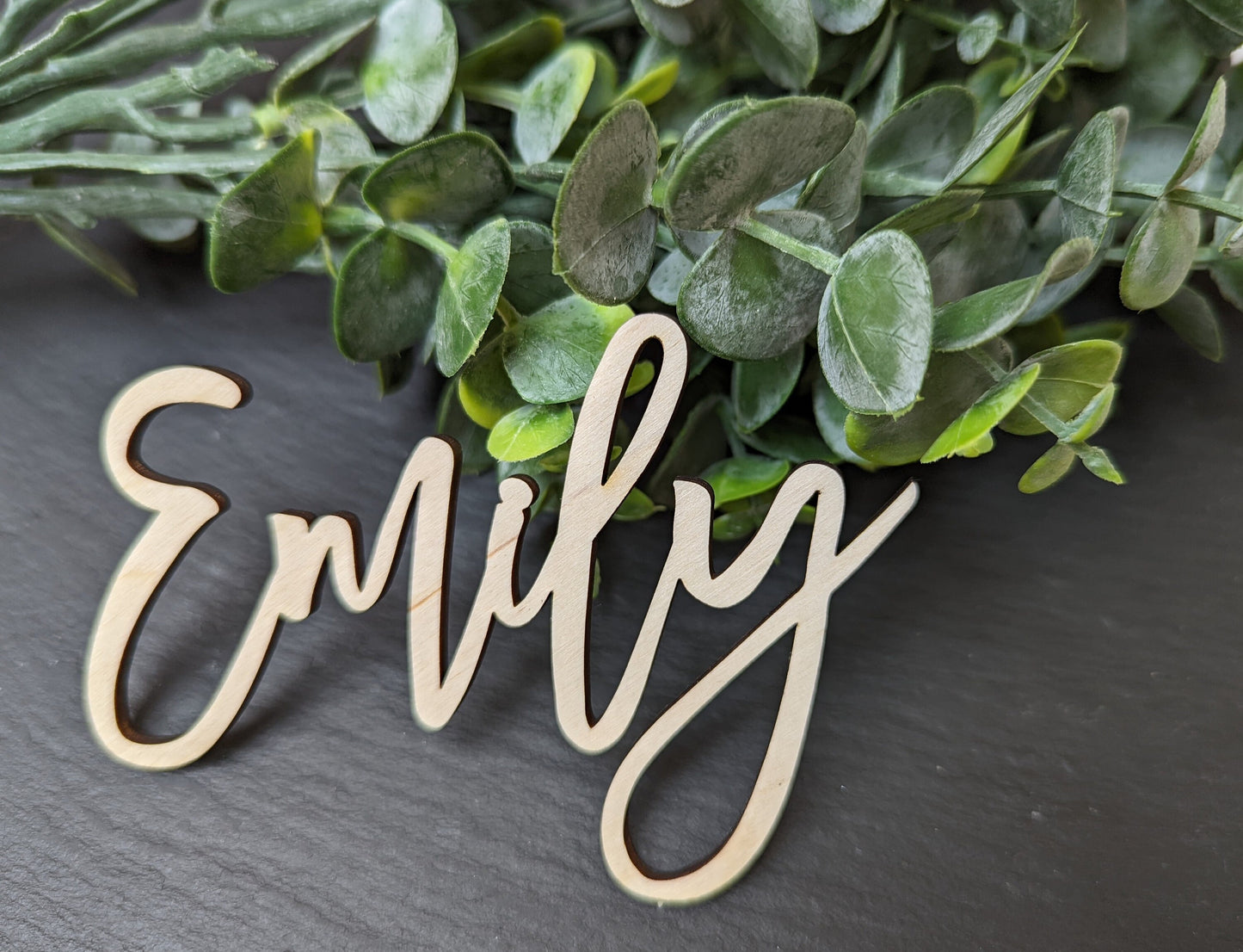 Personalised Birchwood Wedding Place Cards: Laser Cut Names