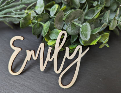 Personalised Birchwood Wedding Place Cards: Laser Cut Names