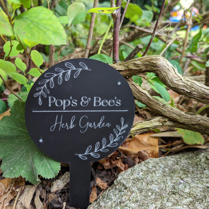 Personalised herb garden sign. Custom garden sign with stake. Personalised planter sign. Sign for herb garden or veg patch. Any text.