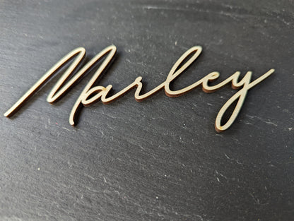 Personalised Wooden Wedding Name Places - Calligraphy Style. Cursive Wedding Place cards. Wood Wedding Names. Wedding Favours.