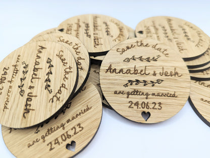 Personalised Wooden Wedding Save the Date Magnets. Save the Date Wedding Magnets. Rustic Save the Dates.