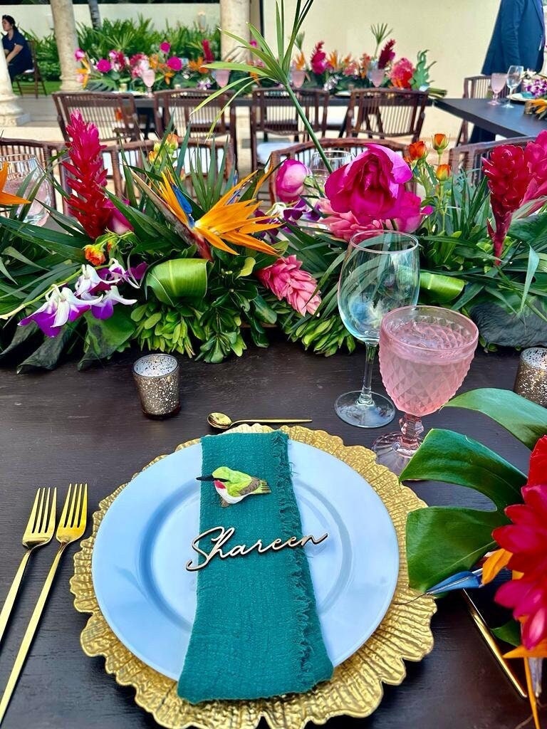 Personalised Wooden Wedding Name Places - Calligraphy Style. Cursive Wedding Place cards. Wood Wedding Names. Wedding Favours.