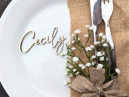 Rustic Calligraphy Wood Wedding Place Names, Wedding Favors