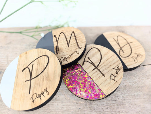 Personalised Wooden Name Coaster Available in a Variety of Colours l Engraved Tea Lover Gift l Engraved Coffee Lover Gift l New Home Gift.
