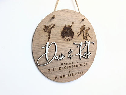 Personalised Wedding Anniversary Wooden Sign, Couple Names & Date. Wedding Anniversary, Wedding and Engagement Gift.