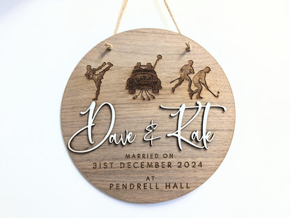 Personalised Wedding Anniversary Wooden Sign, Couple Names & Date. Wedding Anniversary, Wedding and Engagement Gift.