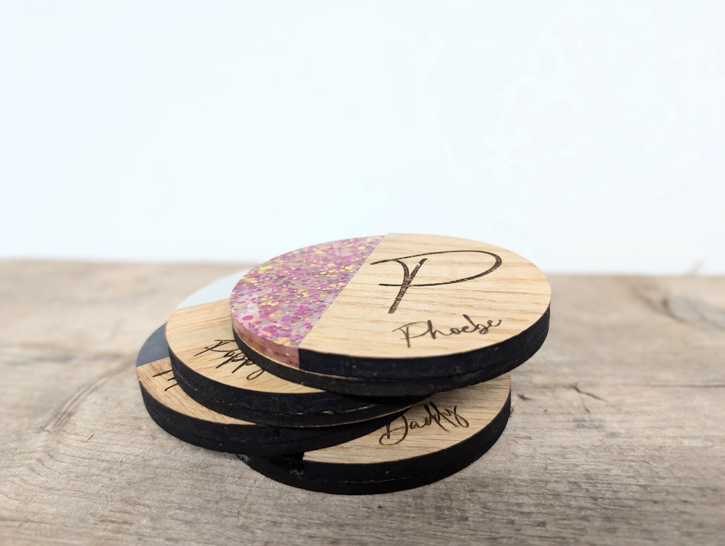 Personalised Wooden Name Coaster Available in a Variety of Colours l Engraved Tea Lover Gift l Engraved Coffee Lover Gift l New Home Gift.