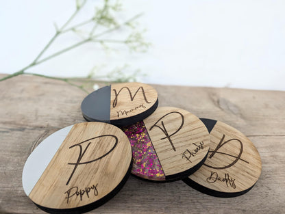 Personalised Wooden Name Coaster Available in a Variety of Colours l Engraved Tea Lover Gift l Engraved Coffee Lover Gift l New Home Gift.