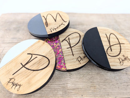 Personalised Wooden Name Coaster Available in a Variety of Colours l Engraved Tea Lover Gift l Engraved Coffee Lover Gift l New Home Gift.