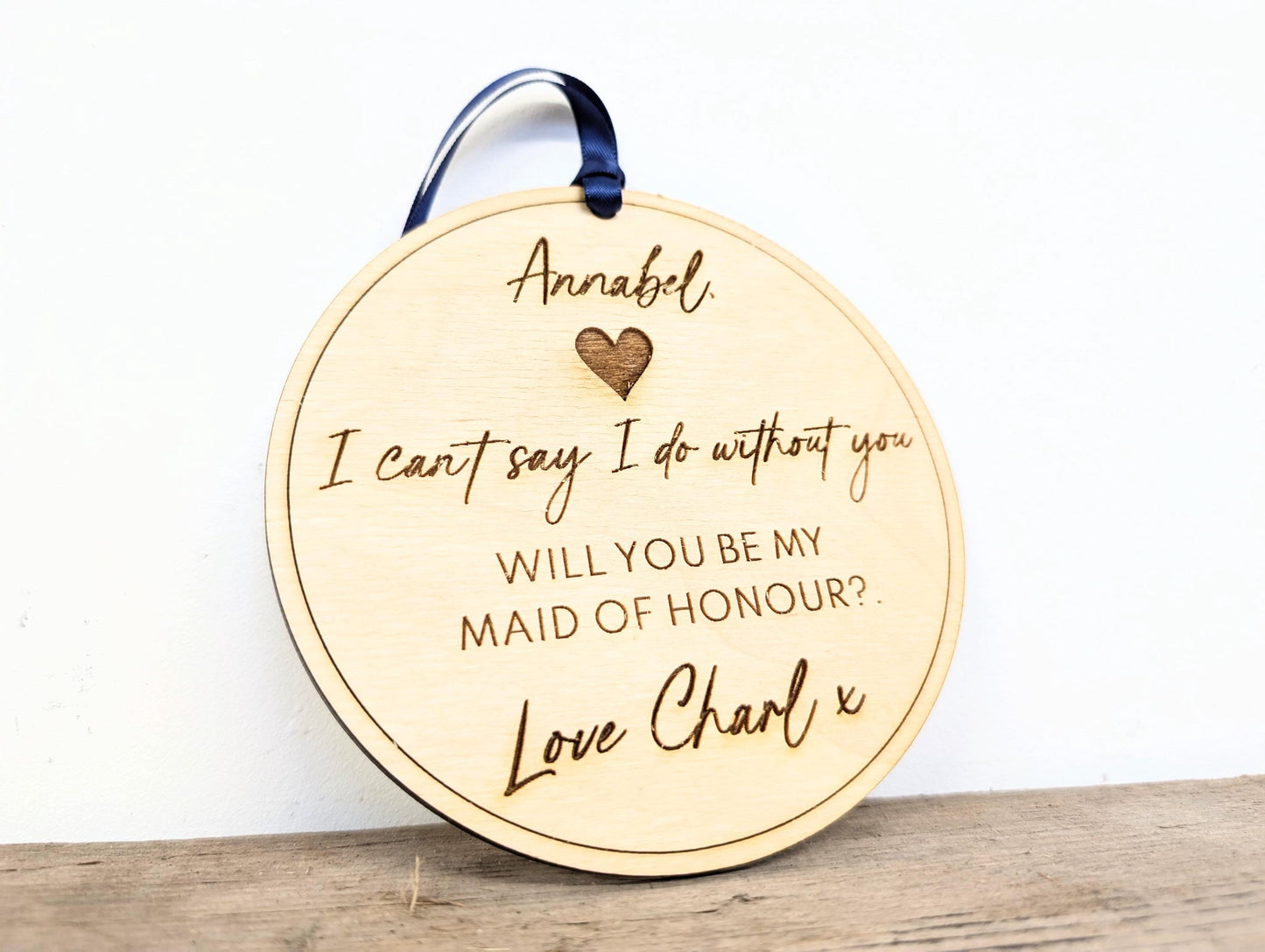 Personalised Maid of Honour Proposal Sign, Birchwood Keepsake