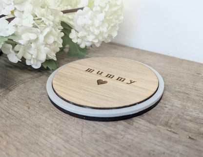 Mummy Coaster, Rustic Wooden Coaster for a Mummy. Handmade Mummy - Mommy - Mom Personalised Coaster. Mothers Day Gift. Small Gift for Mum.