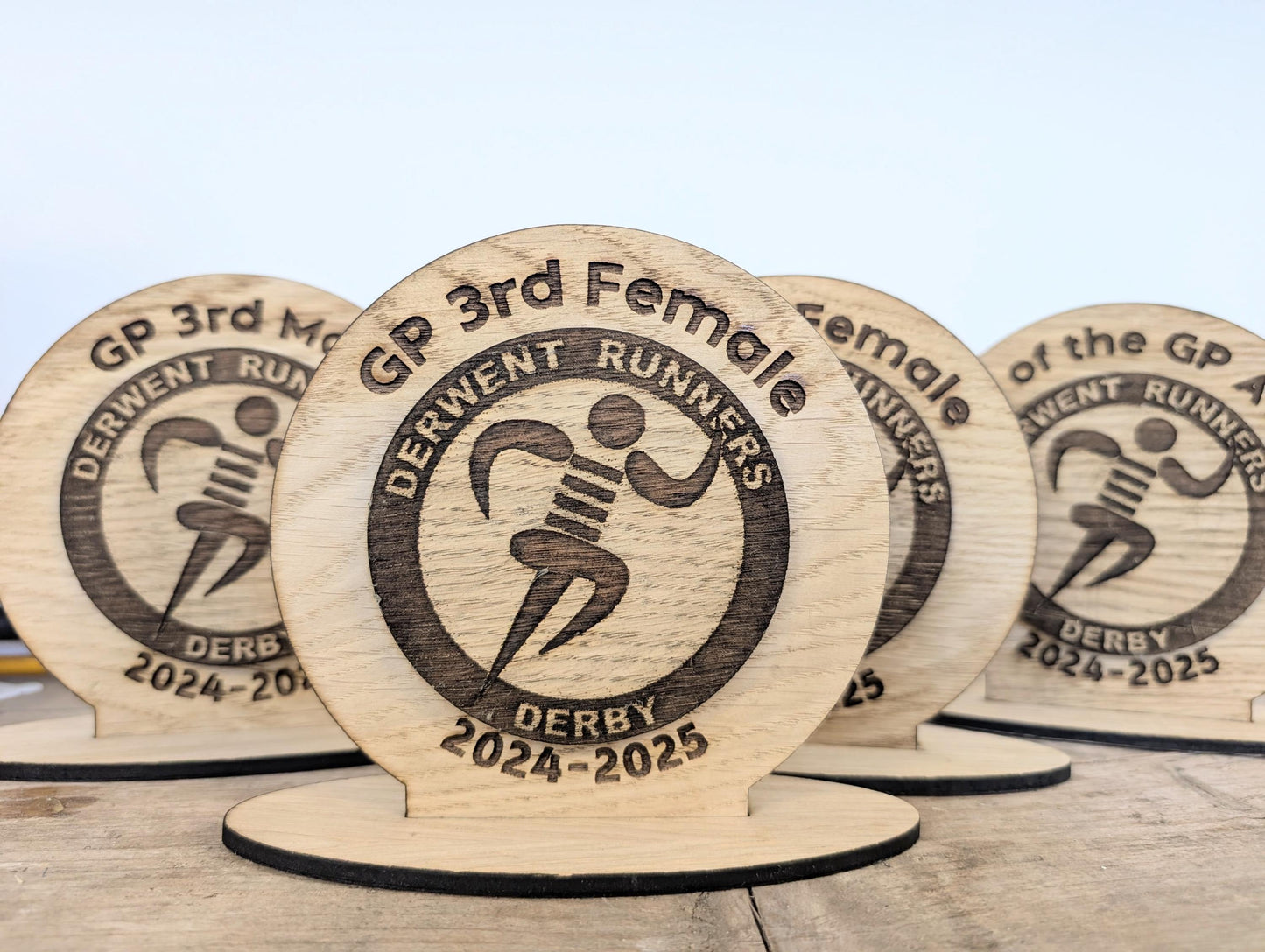 Double layer Medal Style Trophy Plaques. Unique Wooden Custom Award Trophy With Base - Eco-friendly Trophies - Different Sizes Available.