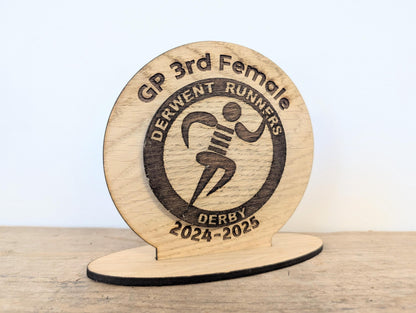 Double layer Medal Style Trophy Plaques. Unique Wooden Custom Award Trophy With Base - Eco-friendly Trophies - Different Sizes Available.