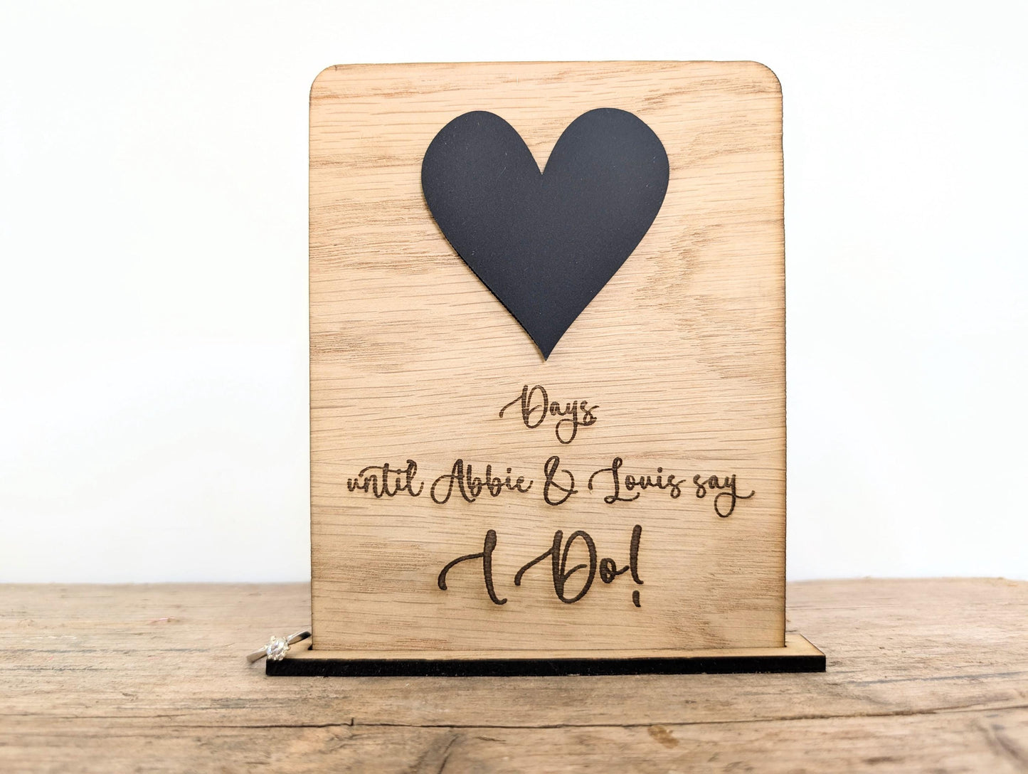 Personalised Mr & Mrs Wedding Countdown Plaque: Oak Engagement Gift