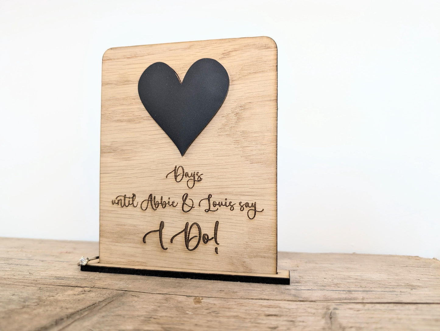 Personalised Mr & Mrs Wedding Countdown Plaque: Oak Engagement Gift