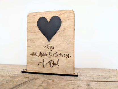 Personalised Mr & Mrs Wedding Countdown Plaque: Oak Engagement Gift
