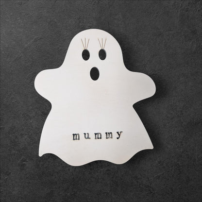 Personalized Ghost Family Halloween Fridge Magnets: Wooden Decor