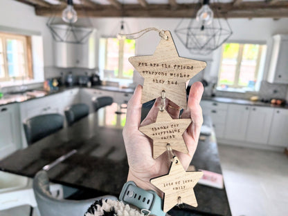 Personalised Friend Gift. Wooden Personalised Stars Best Friend Gift. Gift for Her. Birthday or Christmas Gift for Friend. Friendship Gift.