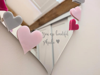 Positive Affirmation Mirror. Personalised Heart Mirror. Personalised Mirror for Girls Bedroom. Gift for Girl. Gift for Positive Thinking.