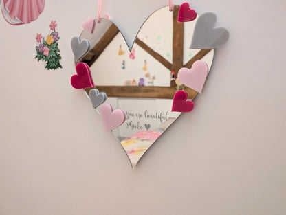 Positive Affirmation Mirror. Personalised Heart Mirror. Personalised Mirror for Girls Bedroom. Gift for Girl. Gift for Positive Thinking.