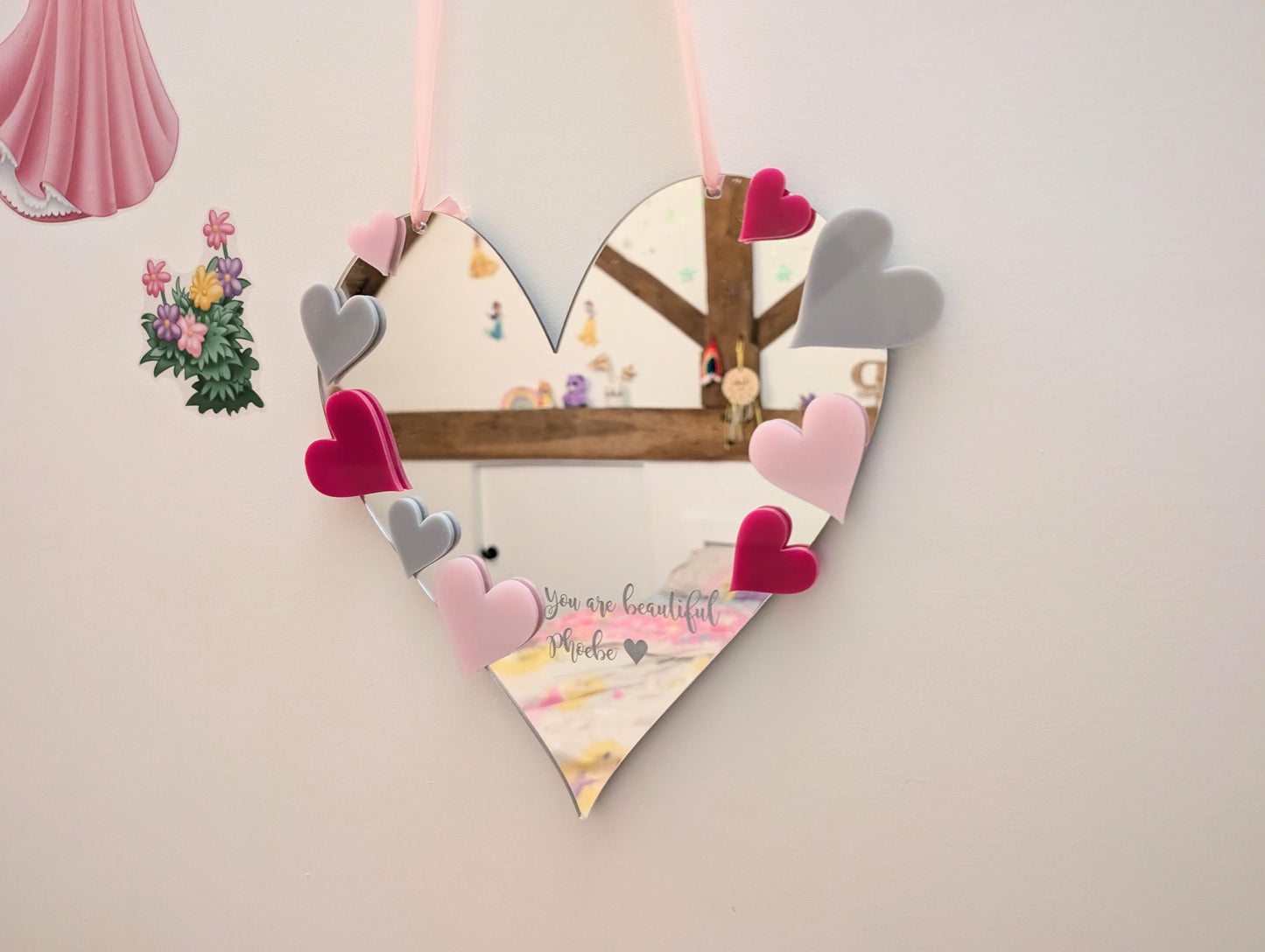 Positive Affirmation Mirror. Personalised Heart Mirror. Personalised Mirror for Girls Bedroom. Gift for Girl. Gift for Positive Thinking.