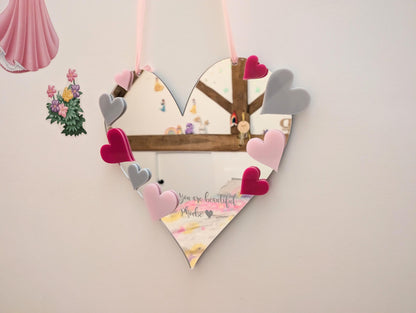 Positive Affirmation Mirror. Personalised Heart Mirror. Personalised Mirror for Girls Bedroom. Gift for Girl. Gift for Positive Thinking.