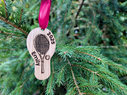Personalised Gift for Tennis Lover. Personalised Tennis Christmas Bauble. Christmas Gift for Tennis Player. Personalised Tennis Ornament