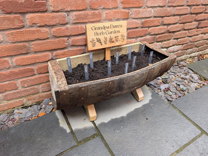 Personalised Oak Herb Garden Sign with Stake