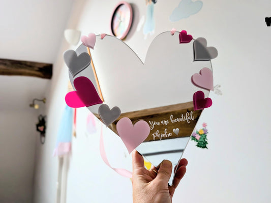 Positive Affirmation Mirror. Personalised Heart Mirror. Personalised Mirror for Girls Bedroom. Gift for Girl. Gift for Positive Thinking.