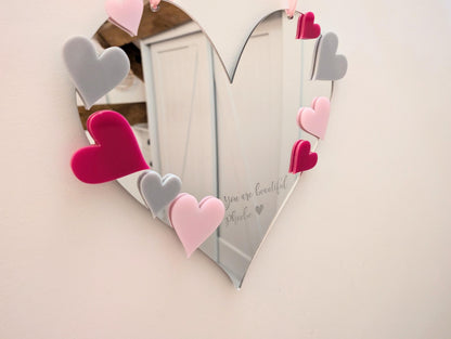 Positive Affirmation Mirror. Personalised Heart Mirror. Personalised Mirror for Girls Bedroom. Gift for Girl. Gift for Positive Thinking.